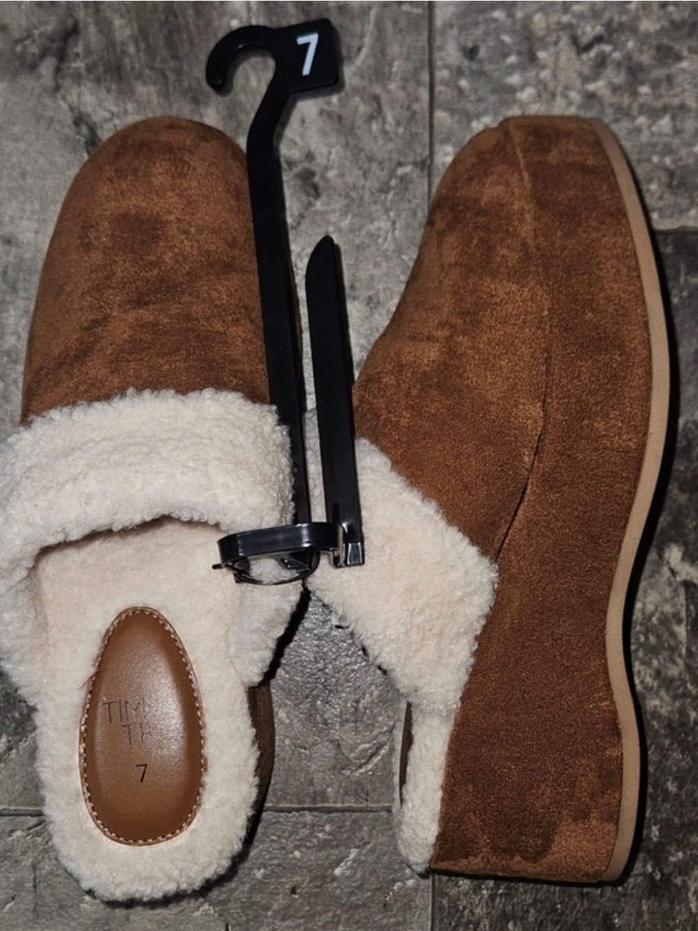Time and Tru Women's Faux Shearling Wedge Clogs - Size 7 NWT